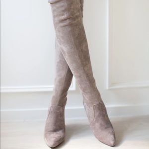 Goodnight macaroon taupe over the knee suede boots